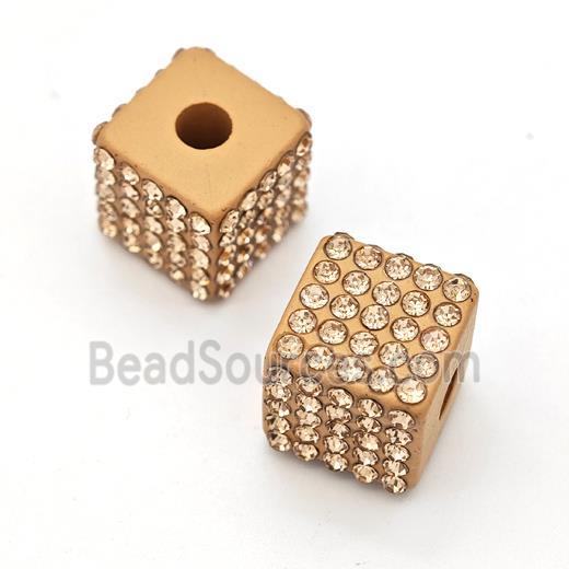 Resin Cube Beads Micro Pave Rhinestone Large Hole