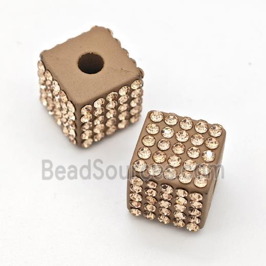 Resin Cube Beads Micro Pave Rhinestone Large Hole