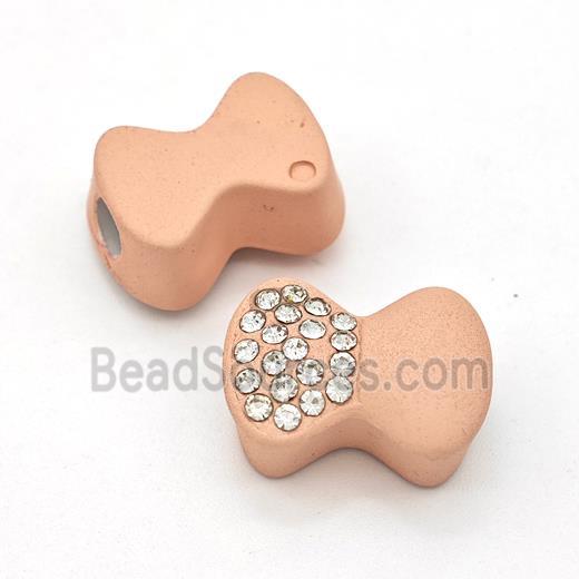 Resin Bow Beads Micro Pave Rhinestone Large Hole