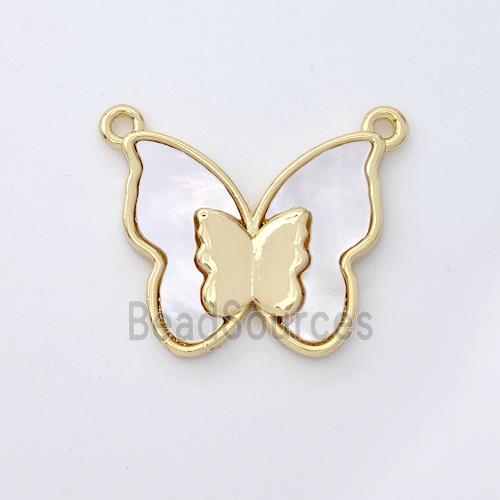 Copper Butterfly Pendant Pave Shell 2loops Gold Plated