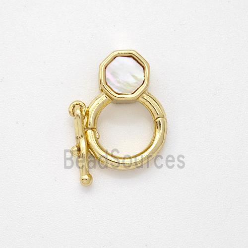 Copper Clasp Pave Shell 18K Gold Plated