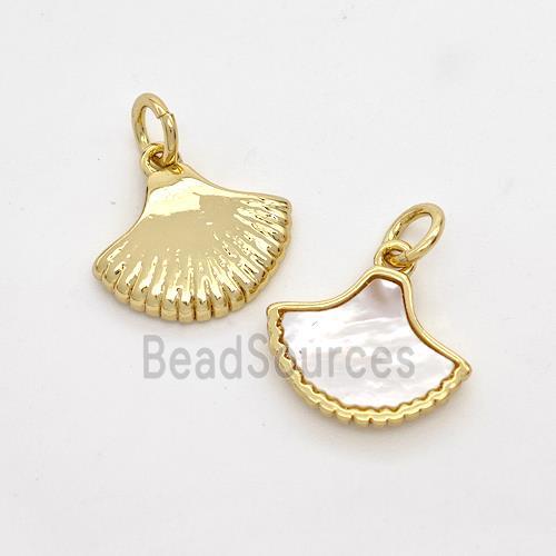 Copper Scallop Pendant Pave Shell Gold Plated