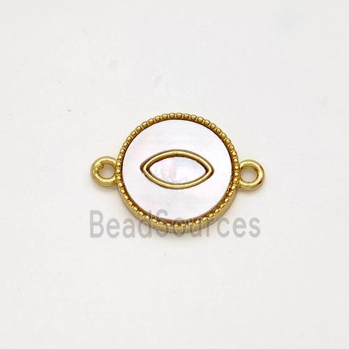 Copper Circle Eye Connector Pave Shell 18K Gold Plated