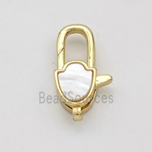 Copper Lobster Clasp Pave Shell 18K Gold Plated