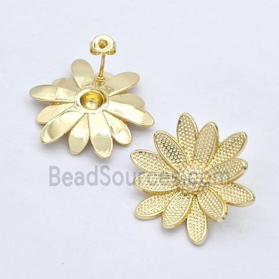 Copper Sunflower Stud Earrings Gold Plated