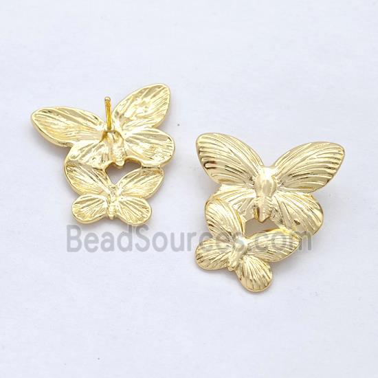 Copper Butterfly Stud Earrings Gold Plated