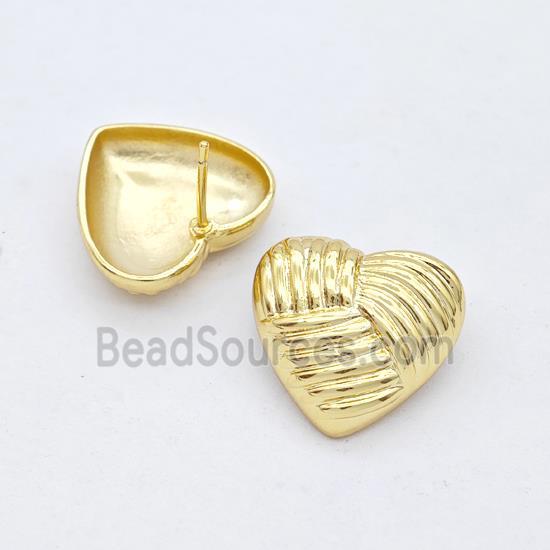 Copper Heart Stud Earrings Gold Plated