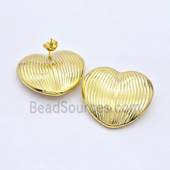 Copper Heart Stud Earrings Gold Plated