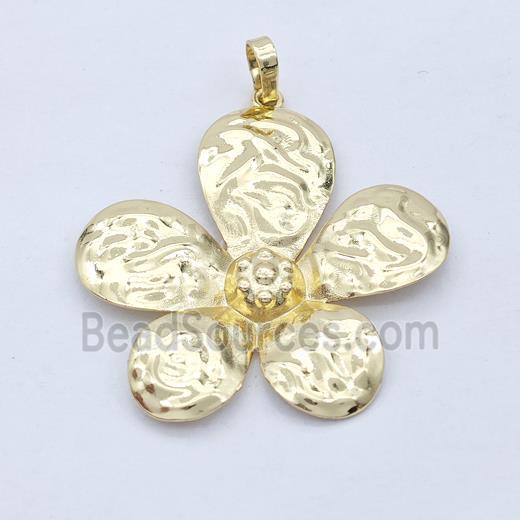 Copper Flower Pendant Hammered Gold Plated