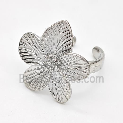 Copper Flower Rings Platinum Plated