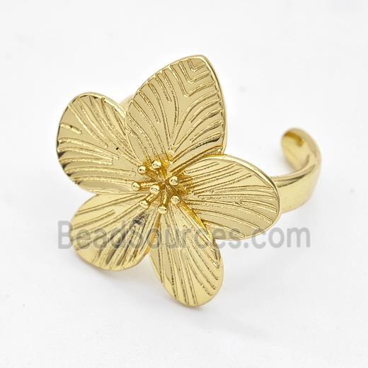 Copper Flower Rings Gold Plated