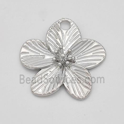 Copper Flower Pendant Platinum Plated