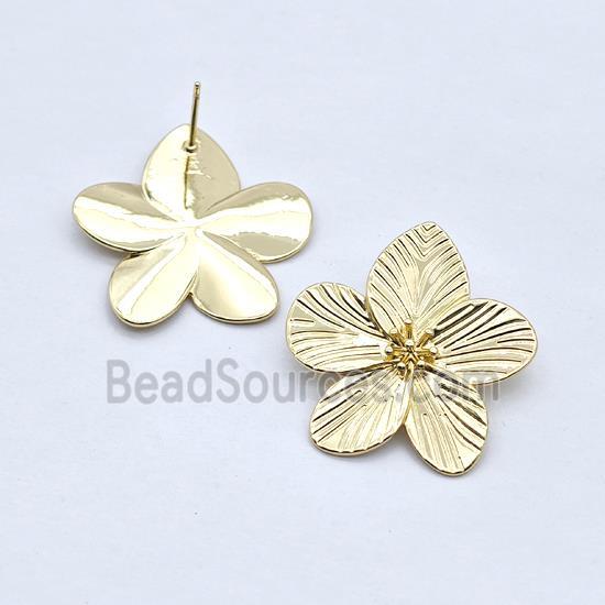 Copper Flower Stud Earrings Gold Plated