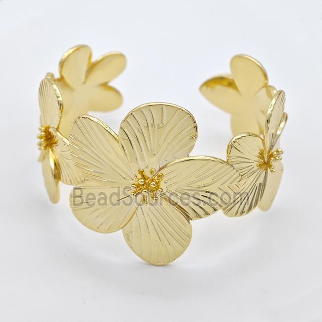 Copper Flower Bangle Gold Plated