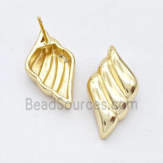 Copper Angel Wings Stud Earrings Gold Plated