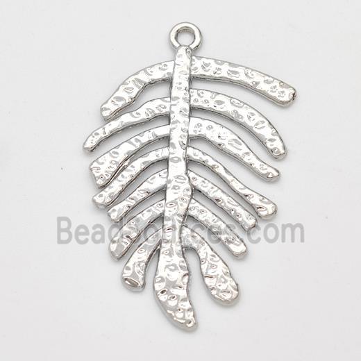 Copper Leaf Pendant Monstera Hammered Platinum Plated