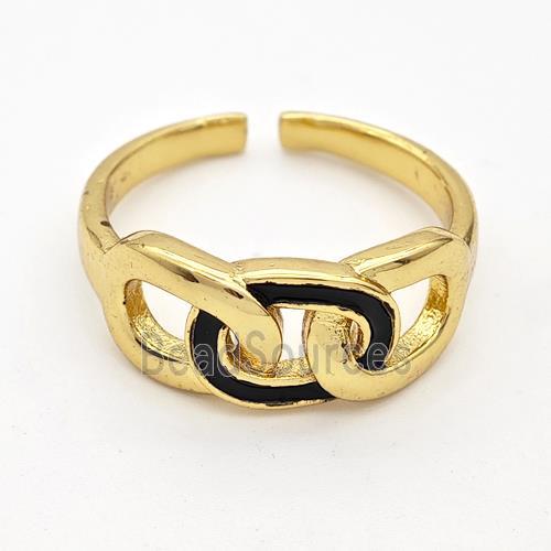 Copper Rings Black Enamel Gold Plated