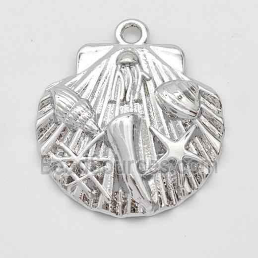 Scallop Charms Copper Shell Pendant Ocean Style Platinum Plated