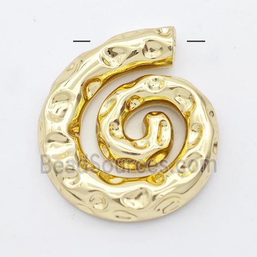 Nautilus Charms Copper Pendant Spiral Shell Hammered Gold Plated