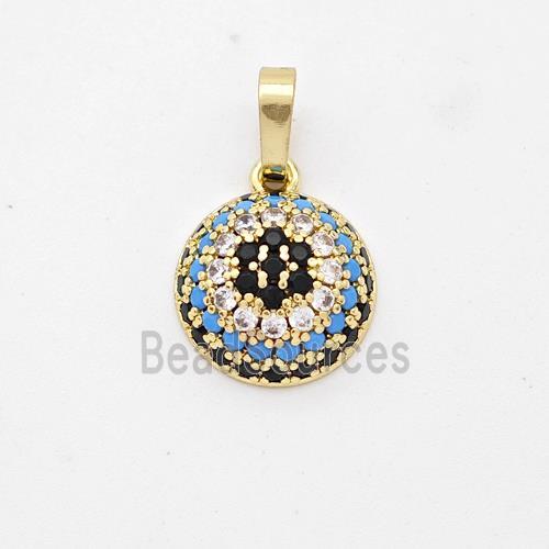 Copper Circle Pendant Micro Pave Zirconia Flower Gold Plated