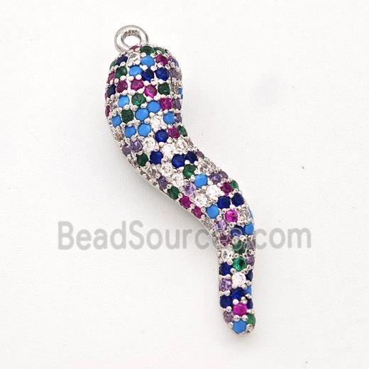 Copper Chili Pendant Micro Pave Zirconia Capsicum Platinum Plated