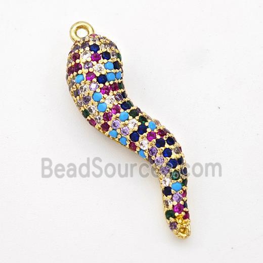 Copper Chili Pendant Micro Pave Zirconia Capsicum Gold Plated