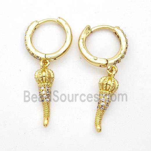 Copper Chili Hoop Earrings Pave Zirconia Capsicum Gold Plated