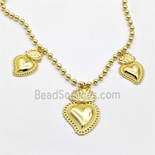 Copper Heart Necklace Gold Plated