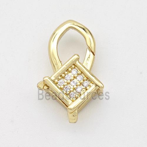 Copper Lobster Clasp Micro Pave Zirconia 18K Gold Plated