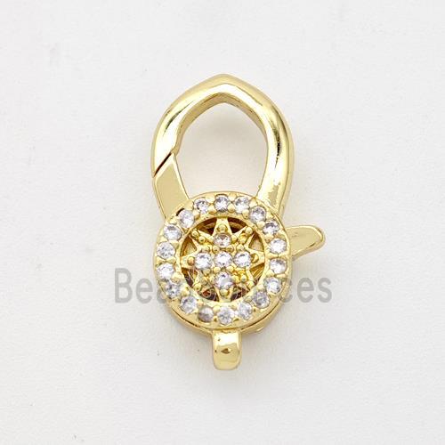 Copper Lobster Clasp Micro Pave Zirconia 18K Gold Plated