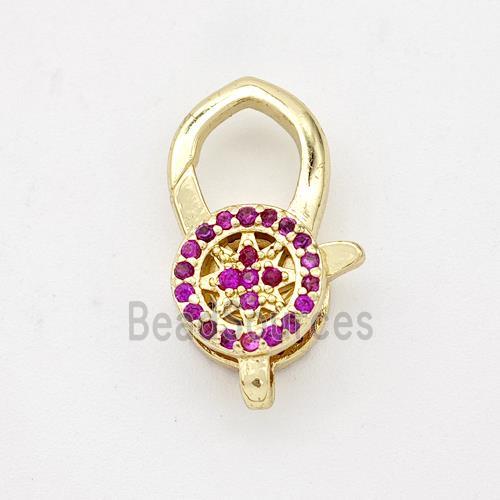 Copper Lobster Clasp Micro Pave Zirconia 18K Gold Plated