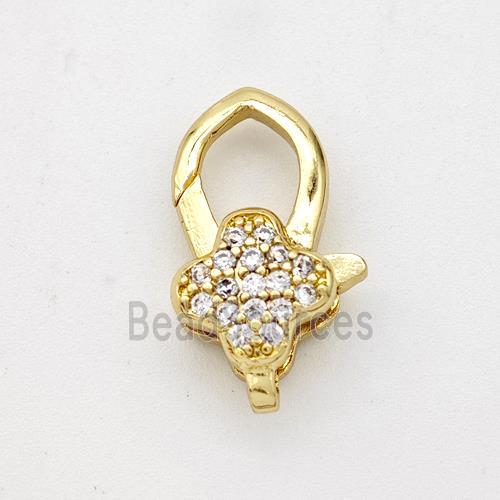 Copper Lobster Clasp Micro Pave Zirconia Clover 18K Gold Plated