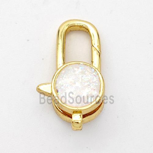 Copper Lobster Clasp Pave Fire Opal Circle 18K Gold Plated