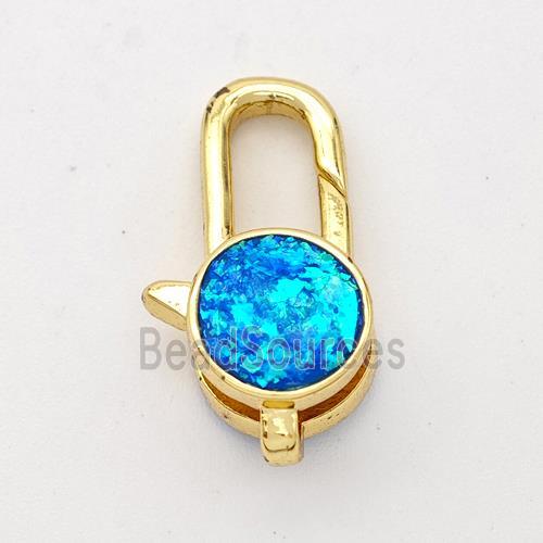 Copper Lobster Clasp Pave Fire Opal Circle 18K Gold Plated