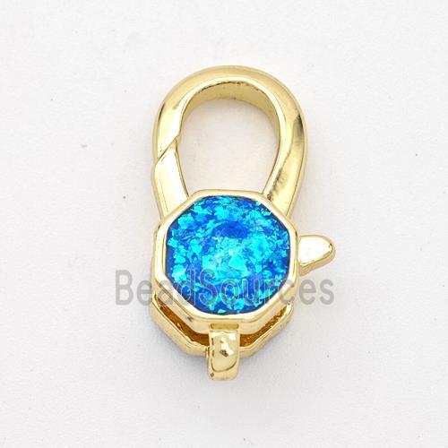 Copper Lobster Clasp Pave Fire Opal Hexagon 18K Gold Plated