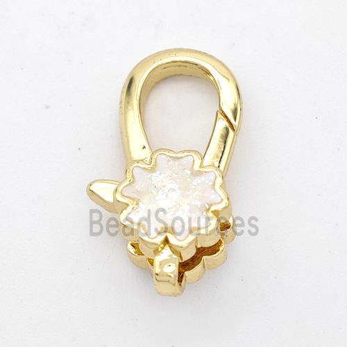 Copper Lobster Clasp Pave Fire Opal 18K Gold Plated