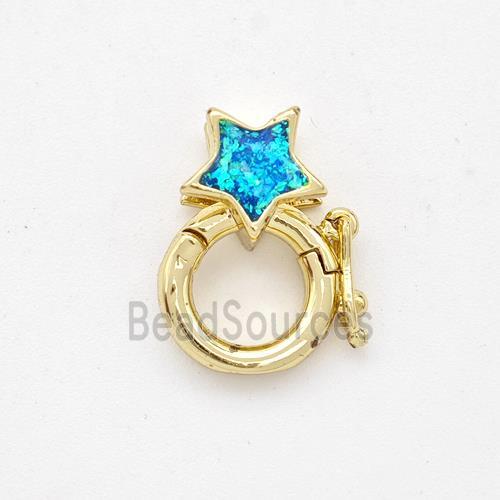 Copper Clasp Pave Fire Opal Star 18K Gold Plated