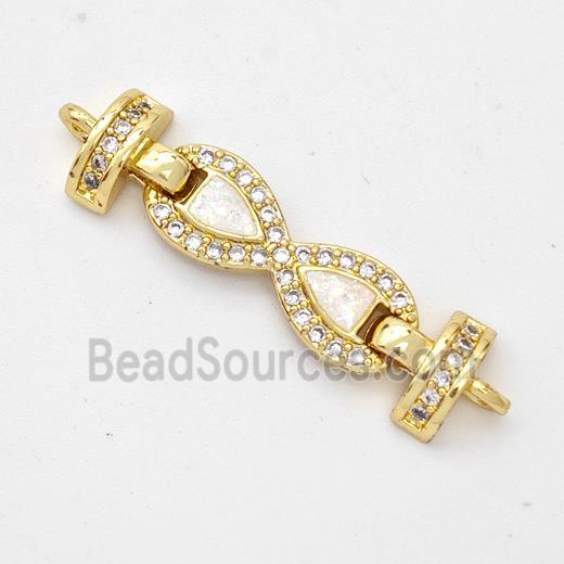 Copper Connector Pave Fire Opal Zirconia Infinity 18K Gold Plated