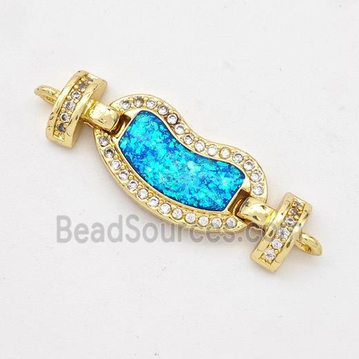 Copper Connector Pave Fire Opal Zirconia 18K Gold Plated