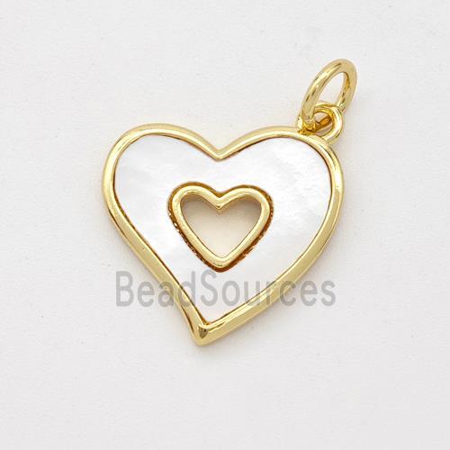 Copper Heart Pendant Pave Shell 18K Gold Plated