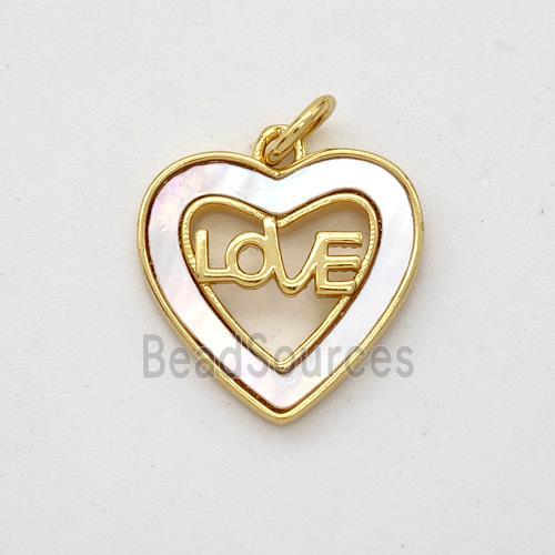 Copper Heart Pendant Pave Shell Love 18K Gold Plated