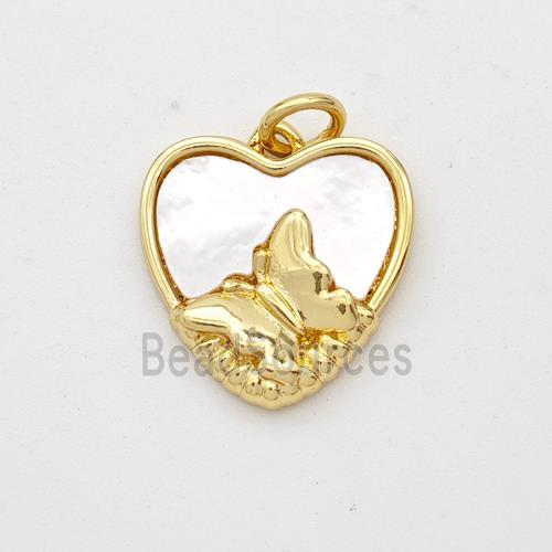 Copper Heart Pendant Pave Shell Mountain 18K Gold Plated