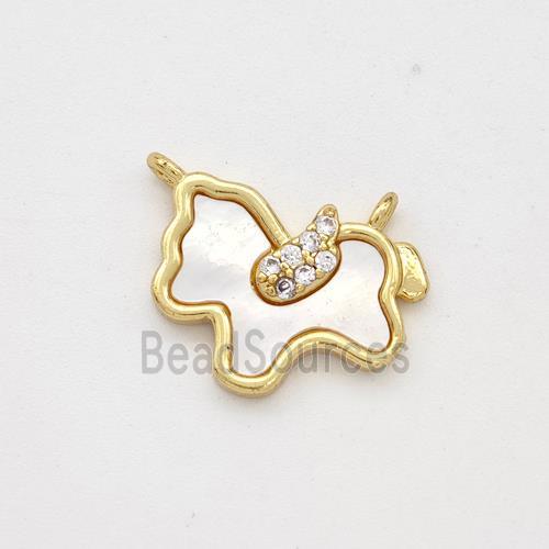 Copper Pony Pendant Pave Shell Zirconia Horse 18K Gold Plated