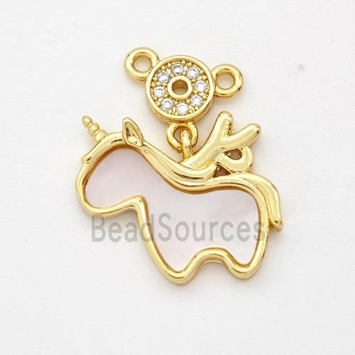 Copper Unicorn Pendant Pave Shell Zirconia 18K Gold Plated