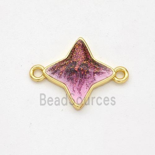 Copper Star Connector Painted 18K Gold Plated