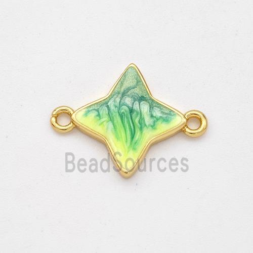 Copper Star Connector Yellow Green Painted 18K Gold Plated