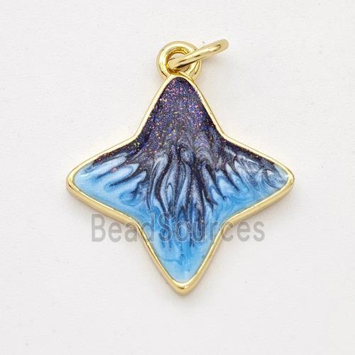 Copper Star Pendant Painted 18K Gold Plated