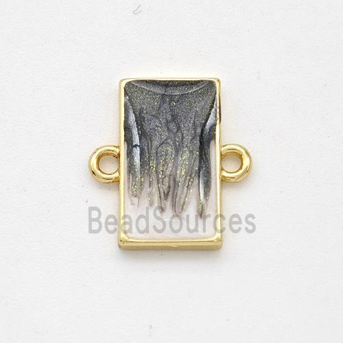 Copper Rectangle Connector Black Painted 18K Gold Plated