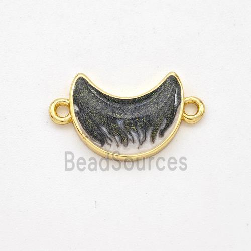 Copper Moon Connector Black Painted 18K Gold Plated