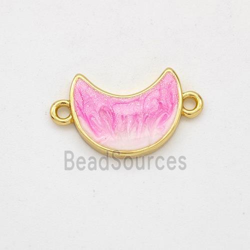 Copper Moon Connector Pink Painted 18K Gold Plated